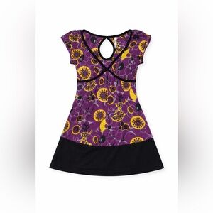 Rue21 Purple Floral Keyhole Tunic Top Empire Waist Size S